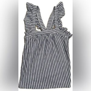 LC Lauren Conrad Navy and White Striped Blouse